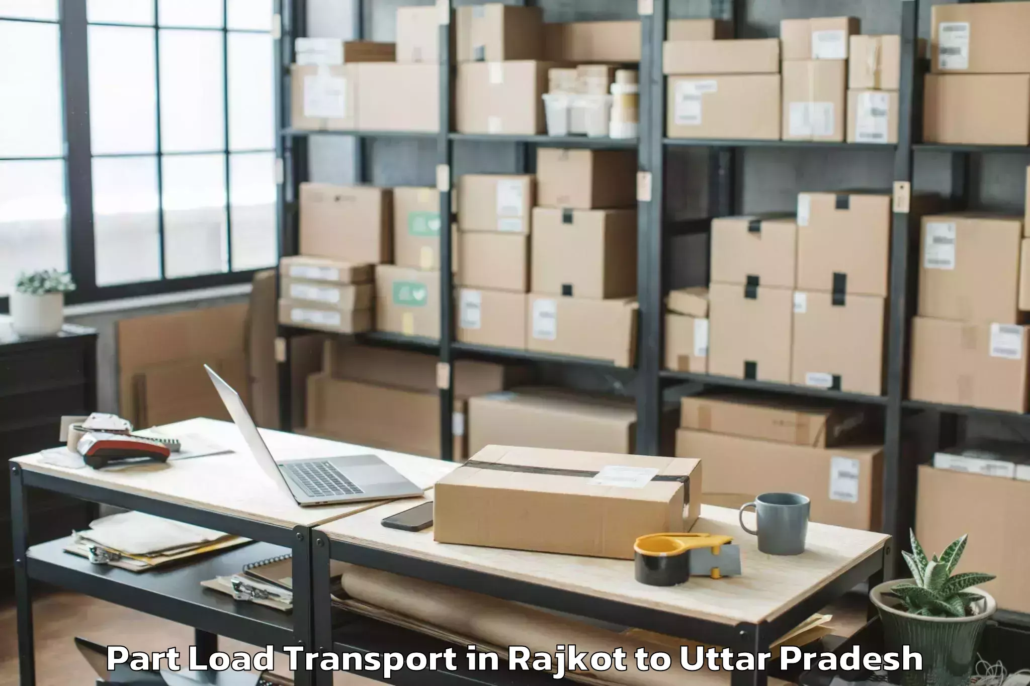 Professional Rajkot to Captainganj Part Load Transport